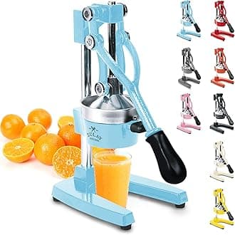Zulay Professional Citrus Juicer - Manual Citrus Press and Orange Squeezer - Metal Lemon Squeezer - Premium Quality Heavy Duty Manual Orange Juicer and Lime Squeezer Press Stand, Blue