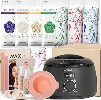 Waxing Kit-Professional Wax Warmer for Women& Men Hair Removal,Black Waxing Machine With Silicone Pot, Sensitive Skin Friendly Body Wax Kit Ideal for Face Bikin Brazilian Leg Home Salon