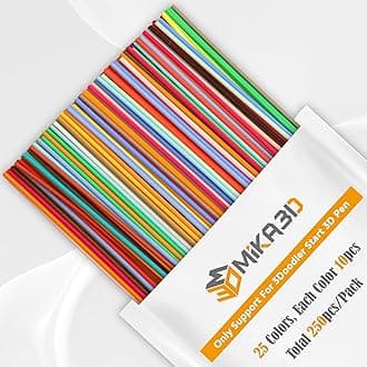 MIKA3D 25 Colors PCL 3D Pen Filament Refill for 3Doodler Start, Low Print Temperature, 1.75mm Diameter, 250pcs x 15cm, 3750cm Total, by MIKA3D