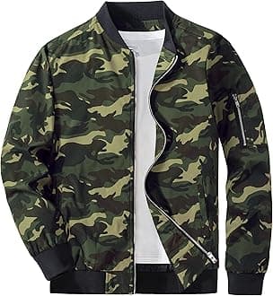 CRYSULLY Men's Bomber Jacket Lightweight Spring Fall Casual Windbreaker Full Zip Outwear Coat