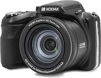 KODAK PIXPRO AZ425 Digital Camera, 42x Optical Zoom Bridge with 20MP BSI Sensor, Li-Ion Battery, OIS, 1080p Full HD Video, Black