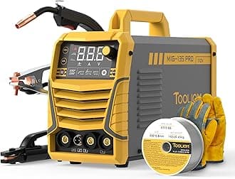 TOOLIOM 135A Gasless Flux Core MIG Welder 110V MIG Welder Flux MIG/Lift TIG/Stick 3 in 1 Welding Machine IGBT DC Inverter with LCD Display