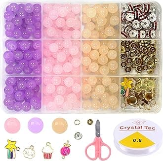 Nuloofen Glass Beads Round Beads Bracelet Making Kit Jewelry Making 6mm Glass Beads Bracelet Making Kit Multi Colors Crystal Beads for Jewelry Making Round Beads DIY Crafts