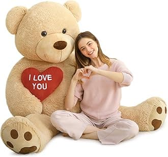 MaoGoLan Giant Teddy Bear - 5 Feet Tall, Red Heart, Brown, Huge Valentine's Teddy Bear for Loved Ones - Anniversary, Birthday