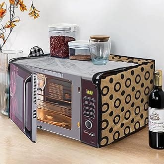 Glassiano Microwave Oven Cover for IFB 23 Litre Convection 23BC4, Black Floral Design