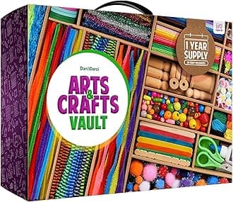 Arts and Crafts Vault - Craft Supplies Kit in a Box - Easter Gift for Kids Ages 4 5 6 7 8 9 10 11 & 12 Year Old Girls & Boys - Crafting Set Kits - Gift Ideas for Kid Art Activity Gifts