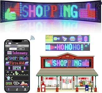 Programmable Led Sign, Devil Truck Wink Eyes Sticker, Scrolling Message Shop Signs Flexible Digital Display Matrix Panel DIY Custom Text Graffiti Animation for Store Car Bar Hotel Advertising