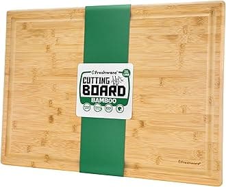 Freshware 24 Inch 3XL Bamboo Cutting Boards for Kitchen, Stove Top Butcher Block, Extra Large Wooden Carving Board for Meat, Veggies, Charcuterie Board with Deep Juice Grooves (3XL, 24x18)