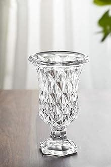 9.4" Decorative Antique Style Glass Vase with Diamond Pattern