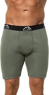 Merino Wool Boxer Briefs Breathable Dry Fit (Grey Green 1 Pack, Large)