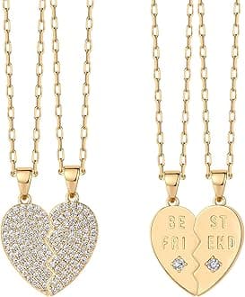 PAVOI 14K Gold Plated Cubic Zirconia Heart Necklace | Cute Dainty Love Pendant Necklaces for Women - Valentines Day Trendy Jewelry