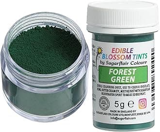 Sugarflair Food Colouring Powder Dust Forest Green Blossom Tint, Use on Cake Decorations or Colour Sugarpaste, Fondant, Icing, Chocolate, Buttercream, Royal Icing, Macarons and More! - 5g