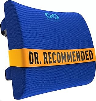 Everlasting Comfort Lumbar Support Pillow for Office Chair - Pure Memory Foam Back Cushion for Car (Blue)