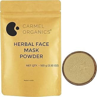 CARMEL ORGANICS Herbal Face Mask Powder 100gm – Blend of 8 Natural Herbs for Glowing Skin, Detox, and Nourishment – All-Natural Skincare Formula, No Added Preservatives