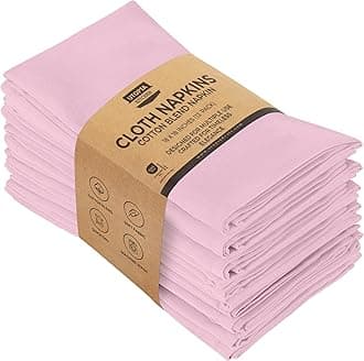 Pink Cloth Napkins [12 Pack, 18x18 Inch] Absorbent Cotton Blend Washable and Reusable for Dinner, Restaurant, Lunch, Wedding and Hotel