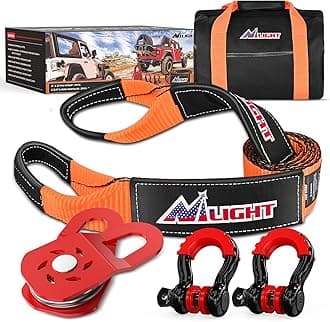 Nilight Offroad Recovery Kit 3" x 8' Tow Strap with Winch Block Pulley and 2Pcs 3/4" Anti-Theft D-Ring Shackles Storage Bag Heavy Duty Tow Rope for Car Truck SUV ATV (MBS 31500LBS)