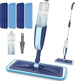 - Microfiber Wet Spray Mops for Hardwood Floor Cleaning, Dry Wet Dust Wood Floor Mop with 4 Reusable Washable Mop Pads Refills Fit for Swiffer Power Mop, Flat Floor Mop for Laminate Ceramic Vinyl Tile