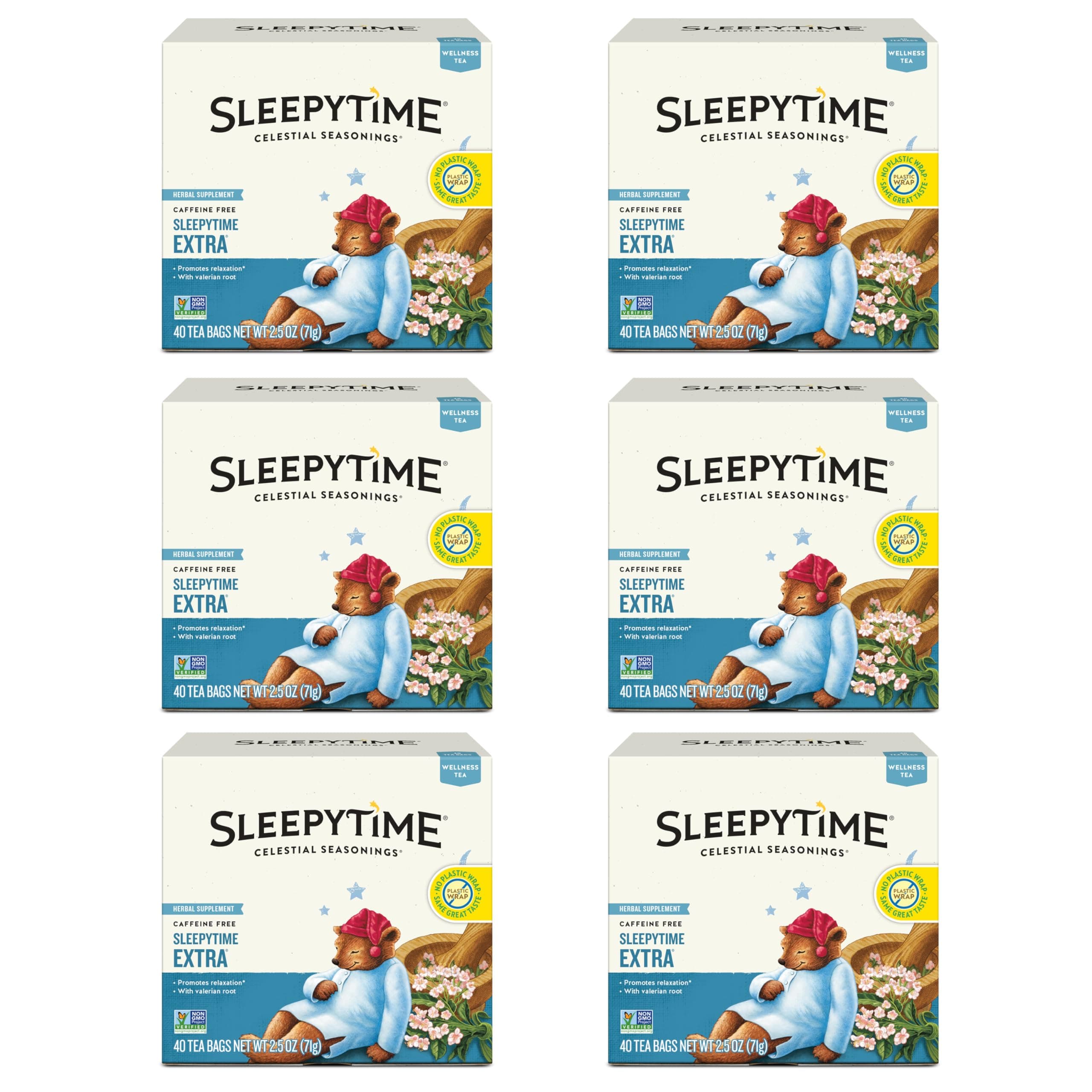 Celestial Seasonings Sleepytime Extra Herbal Tea, Promotes Relaxation, 40 Count (Pack of 6)