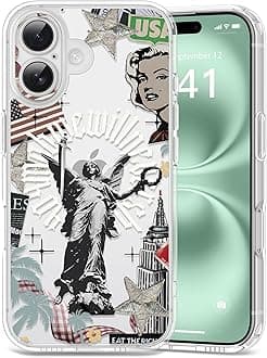 for iPhone 16 Plus Case, [Full Camera Protection] [Not Yellowing] [Military-Grade Drop Protection] Cute Clear Slim Shockproof Protective Phone Cover for Women Girls 6.7", Liberty Land/Grey
