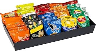 Mind Reader SNACKORGT-BLK Snack Tray, Pantry, Breakroom, Kitchen, 24" L x 12" W x 3.25" H, Plastic