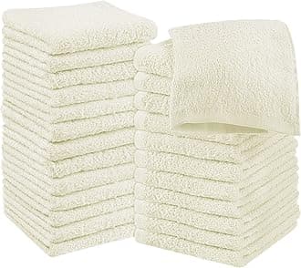 Utopia Towels Cotton Washcloths Set - 100% Ring Spun Cotton, Premium Quality Flannel Face Cloths, Highly Absorbent and Soft Feel Fingertip Towels (24 Pack, Ivory) (ABS-I-17)