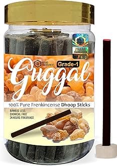 Parag Fragrances Guggal Dhoop Sticks/Frankincense Dhoop Batti Grade-1 Jar (Pack of 1 x 200Gm) Long Lasting Perfume for 24 Hours Home Fragrance/Meditation/Dhoop for Pooja/Free Dhoop Holder