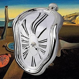 Melting Clock, Salvador Dali Watch Melted Clock for Decorative Home Office Shelf Desk Table Funny Creative Gift, Silver