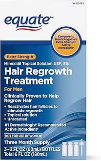 Equate - Hair Regrowth Treatment for Men with Minoxidil 5% Extra Strength, 3 Month Supply, 2 Ounce Bottle, 3 Count