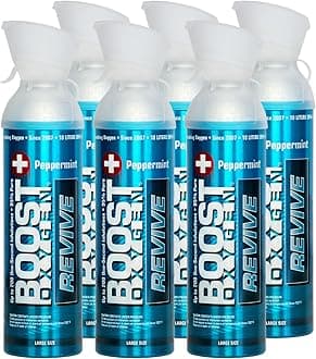 Boost Oxygen Portable Oxygen Cylinder with 95% Oxygen - 54L, 6x9L Oxygen Canister with Oxygen Mask for More Than 900 Inhalations - Portable Oxygen Can, Oxygen for Home use (Peppermint Flavour)