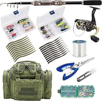 Dr.Fish Fishing Rod and Reel Combos 125-Pieces Telescopic Spinning Pole Reel Fishing Gear Equipment Set for Adult Collapsible Travel Complete Fishing Sets Men Starter Freshwater Saltwater