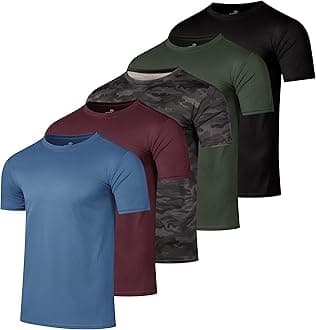 Real Essentials 5 Pack Men’s Active Quick Dry Mesh Crew Neck T Shirts | Athletic Short Sleeve Tee (Available in Big & Tall)