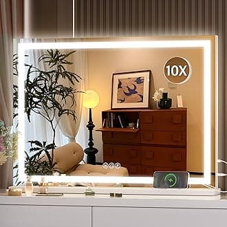 Hasipu Vanity Mirror with Lights, 70 x 50cm LED Makeup Mirror, Lighted Make up Mirrors with Dimmable 3 Modes, Touch Screen Control Vanity Mirrors Square White