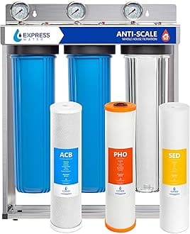 Express Water Whole House Water Filter System, 3 Stage Home Purifier System, Top Tier Filtration Specially Designed to Prevent Scale Build-Up, Protects Pipes and Appliances