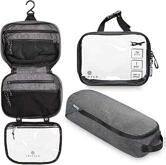 TRIPPED Travel GearToiletry Bag Set, Hanging Travel Bag + 311 TSA Liquid Bag + Ultralight Accessory Organizer Bag, Gray