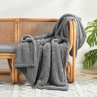 - Ultra Soft Cozy Sherpa Throw Blanket, Grey Pattern Reversible, Light Weight Warm Decorative Boho Style Throw Blanket Cover for Sofa, Couch, Bedroom,Travel, Outdoor,50”x60”