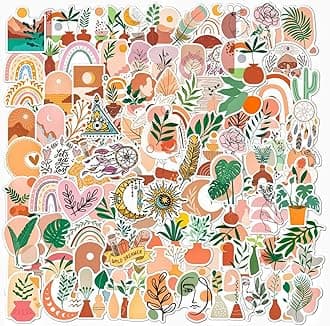 100PCS Boho Stickers, Aesthetic Bohemian Stickers for Girls Kids Women, Western Vintage Abstract Line Art Graffiti Waterproof Vinyl Cute Packs, Decals Water Bottles Laptop Journaling