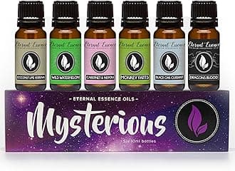 Mysterious Gift Set of 6 Premium Fragrance Oils - Coconut Lime Verbena, Cabernet & Neroli, Dragons Blood, Wild Watermelon, Monkey Farts, Black Oak Currant - Eternal Essenece Oils