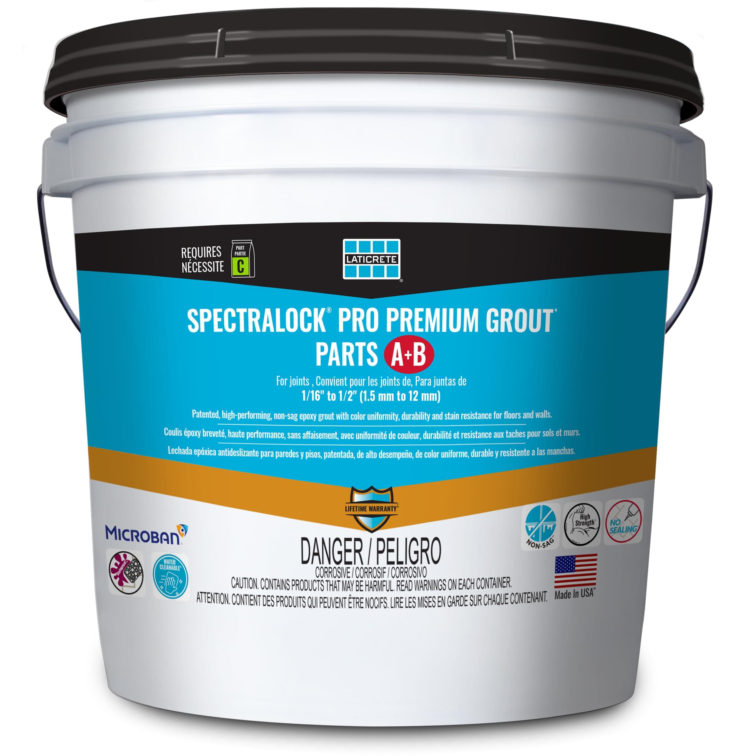 LATICRETE SPECTRALOCK PRO Premium® Durable Stain Proof High Performance East to Use Non Sag Epoxy Tile Grout AB Full Unit/Requires 9 LB Part C Carton