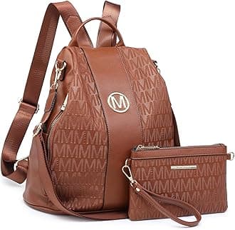 MKP COLLECTION Women Fashion Backpack Purse Multi Pockets Anti-Theft Rucksack Travel Shoulder Bag Handbag Set 2pcs