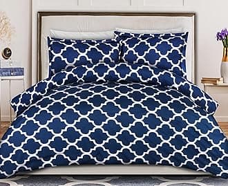 Utopia Bedding Duvet Cover King Size - 1 Duvet Cover with 2 Pillow Shams - 3 Pieces Comforter Cover with Zipper Closure - Ultra Soft Brushed Microfiber, 104 X 90 Inches (King, Quatrefoil Navy)