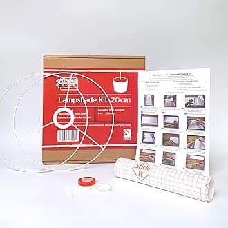 20cm Lampshade Making Kit use with Pendant Ceiling Lights and Table and Floor Lamp, Drum Circle Shape Needcraft UK DIY use with Fabric, Textile, Wallpaper of Choice.