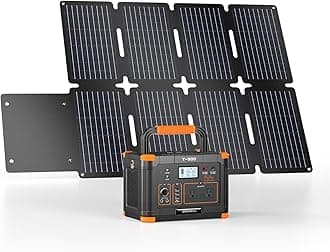GRECELL 519Wh Portable Power Station with 80W Foldable Solar Panel, 500W Solar Generator Backup Battery Power Supply with Portable Solar Charger Kit for RV Outdoor Camping Traveling Home Emergency