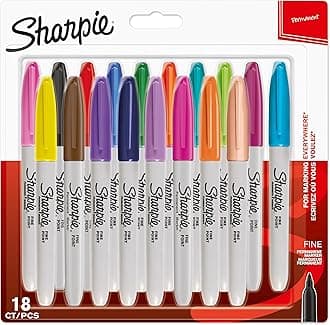 Sharpie Permanent Markers, Fine Tip Pack of 18