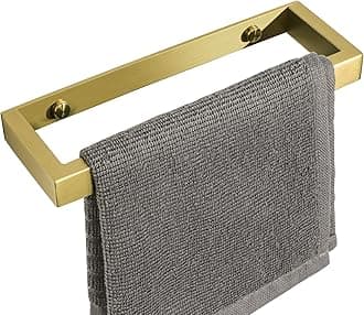 SAYAYO Hand Towel Holder 20CM Small Towel Rail Wall Mounted Self Adhesive & Screw Towel Ring SUS304 Stainless Steel No Drilling for Bathroom, Brushed Gold