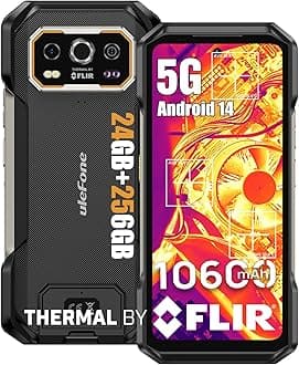 UlefoneArmor 27T Pro 5G Rugged Phone with Thermal Image Camera, MTK Dimensity 6300 5G, 24GB+256GB, 50MP+64MP+32MP, Android 14, 6.78”, 10600mAh/Wireless Charge, uSmart, GPS/NFC Unlocked Smartphone