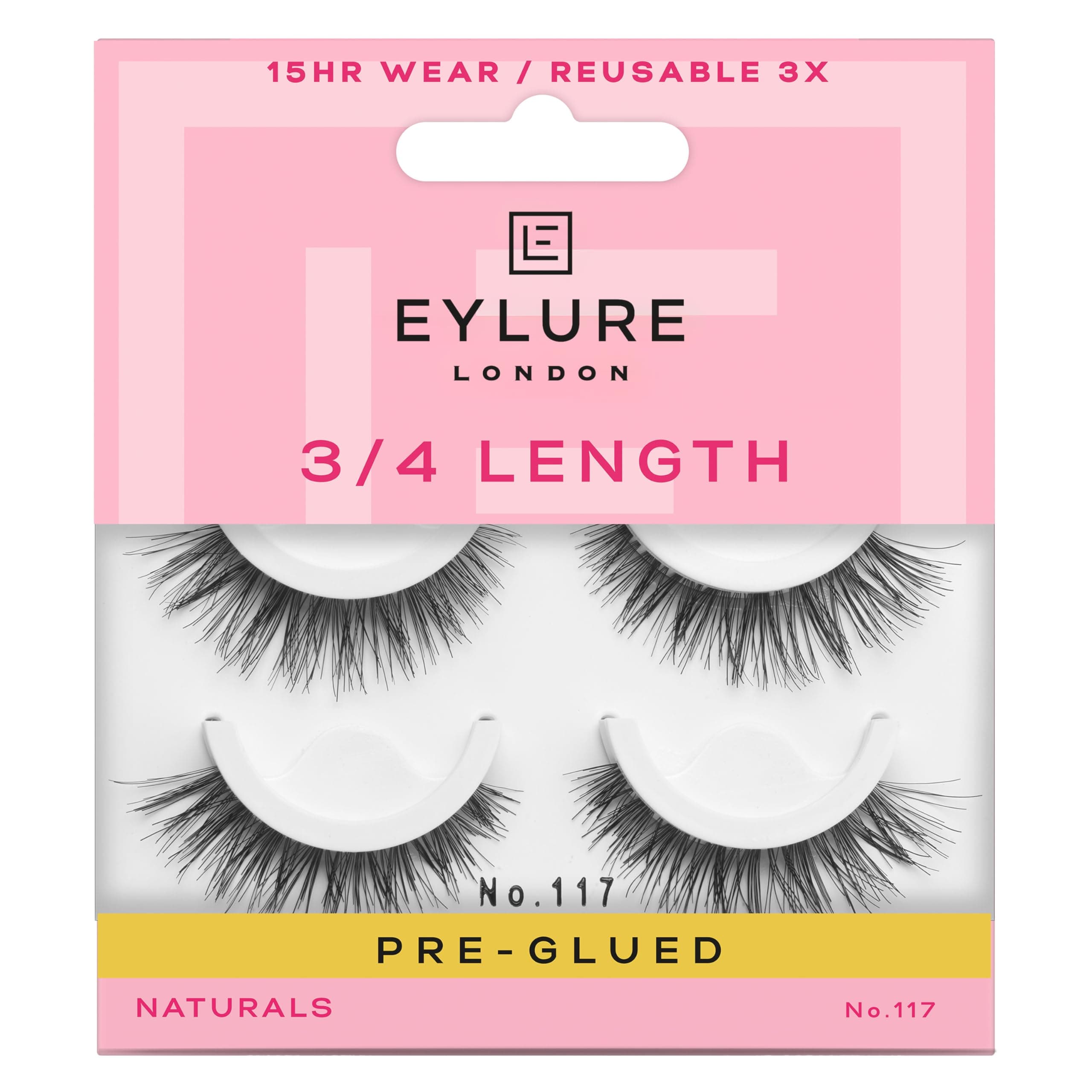 Eylure Pre-Glued Wispy Light Texture Eyelashes, No.117, Twin Pack