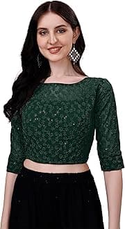 Pujia Mills Womens Readymade Fancy Sifli Work Half Sleeve Saree Blouse.