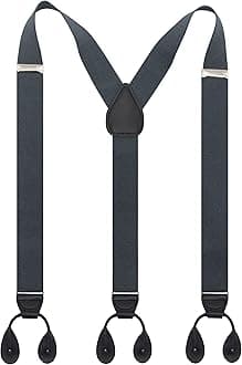 Y Back Button 1.4" Suspenders for Men with Stylish Leather Button Ends Long Lasting Stretch Ultimate Fashion