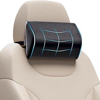 FOVERA Memory Foam Car Back & Seat Cushion Combo Pack | Driving & Daily Commute | for Back Pain, Tailbone Sciatica Pain Relief, for All Cars (Black) (Black (pack of 1), Neck Rest (Standard))