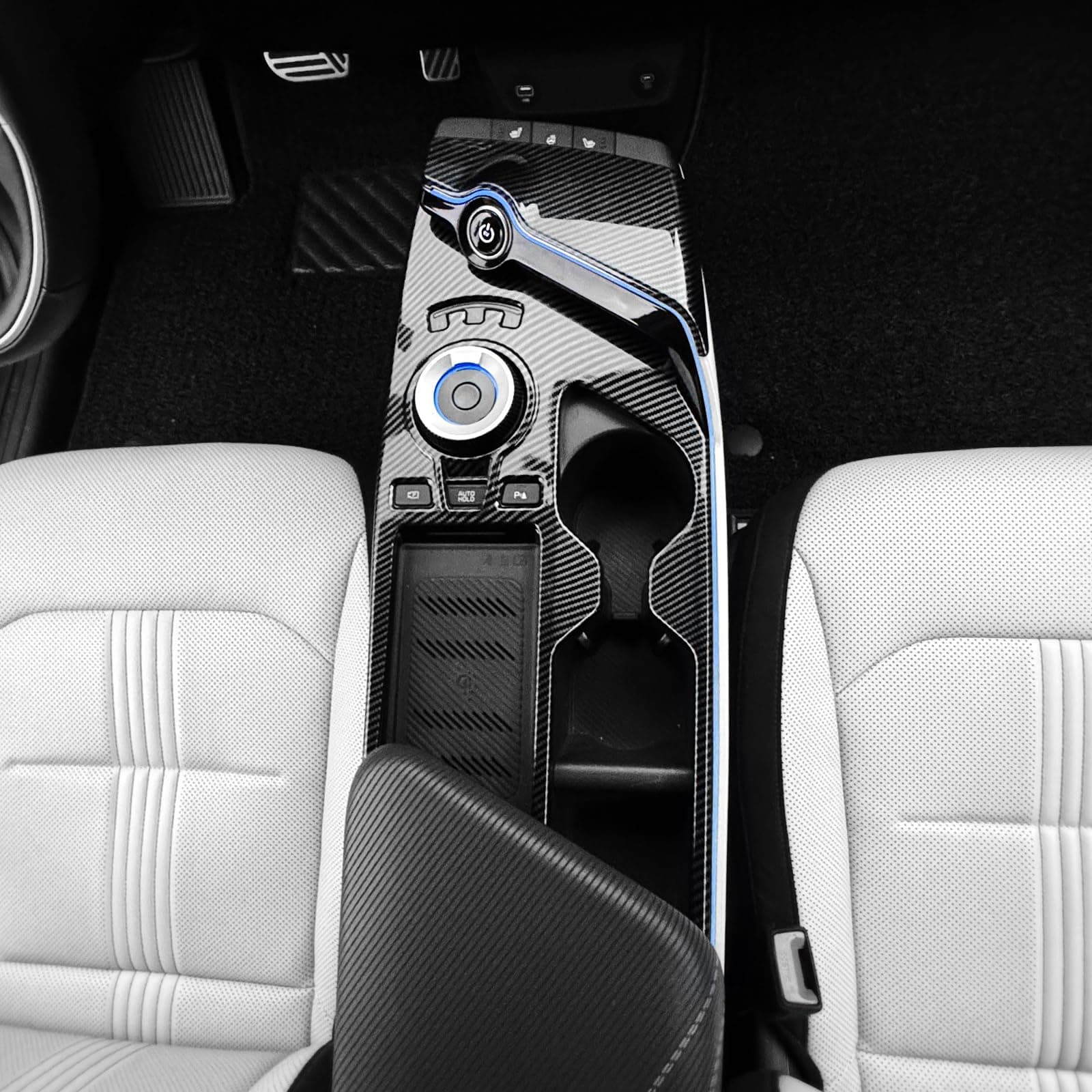 YOUTOOCAR 2PCS Gear Shift Panel Trim Covers Compatible with Kia EV6 2022-2026 Accessories (Carbon Fiber Pattern)